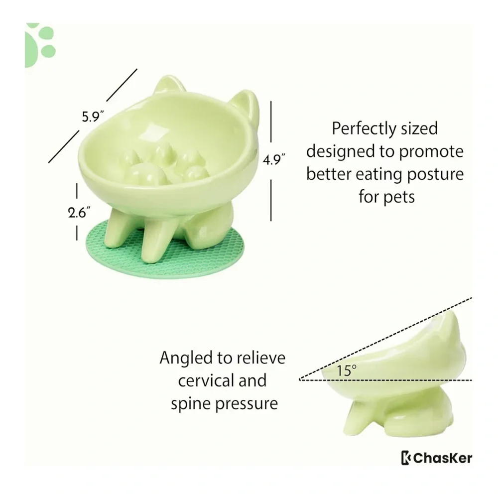 Ceramic Slow Feeder Bowl for Dog or Cat